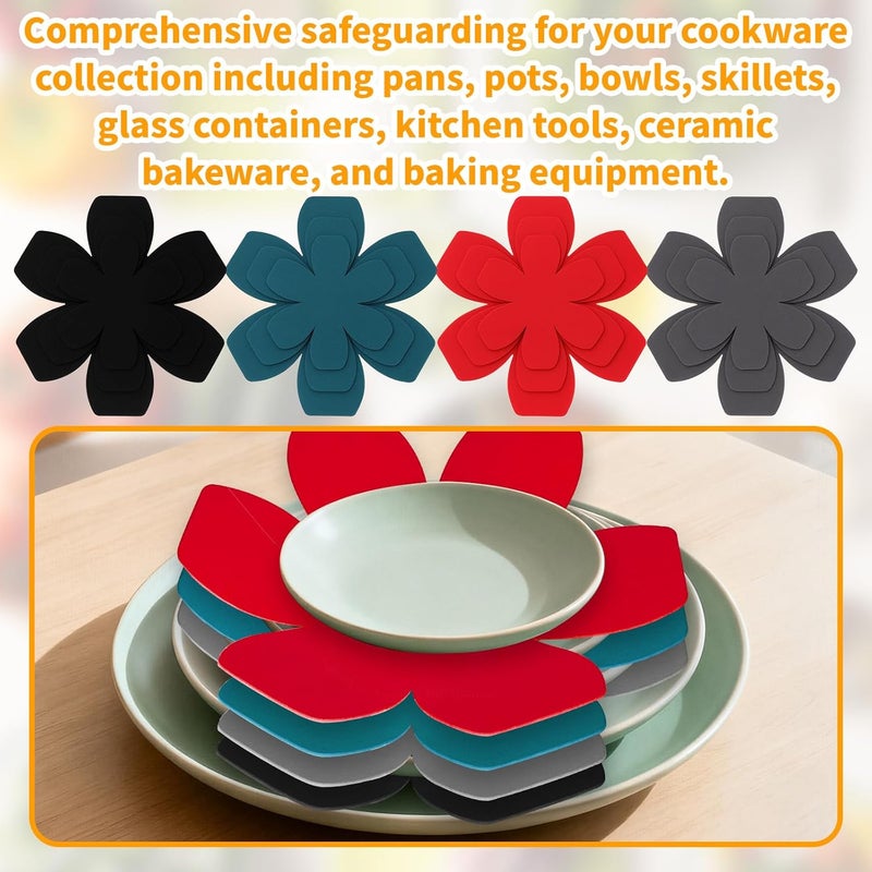 Notoke 12 PCS Pot and Pan Protectors in 4 Colors & 3 Sizes, Thicker Felt Pan Protector Pads and Pot Separators for Stacking, Anti-Slip Dividers to Protect Glass Ceramic Plates Cookware from Scratching - Image 4